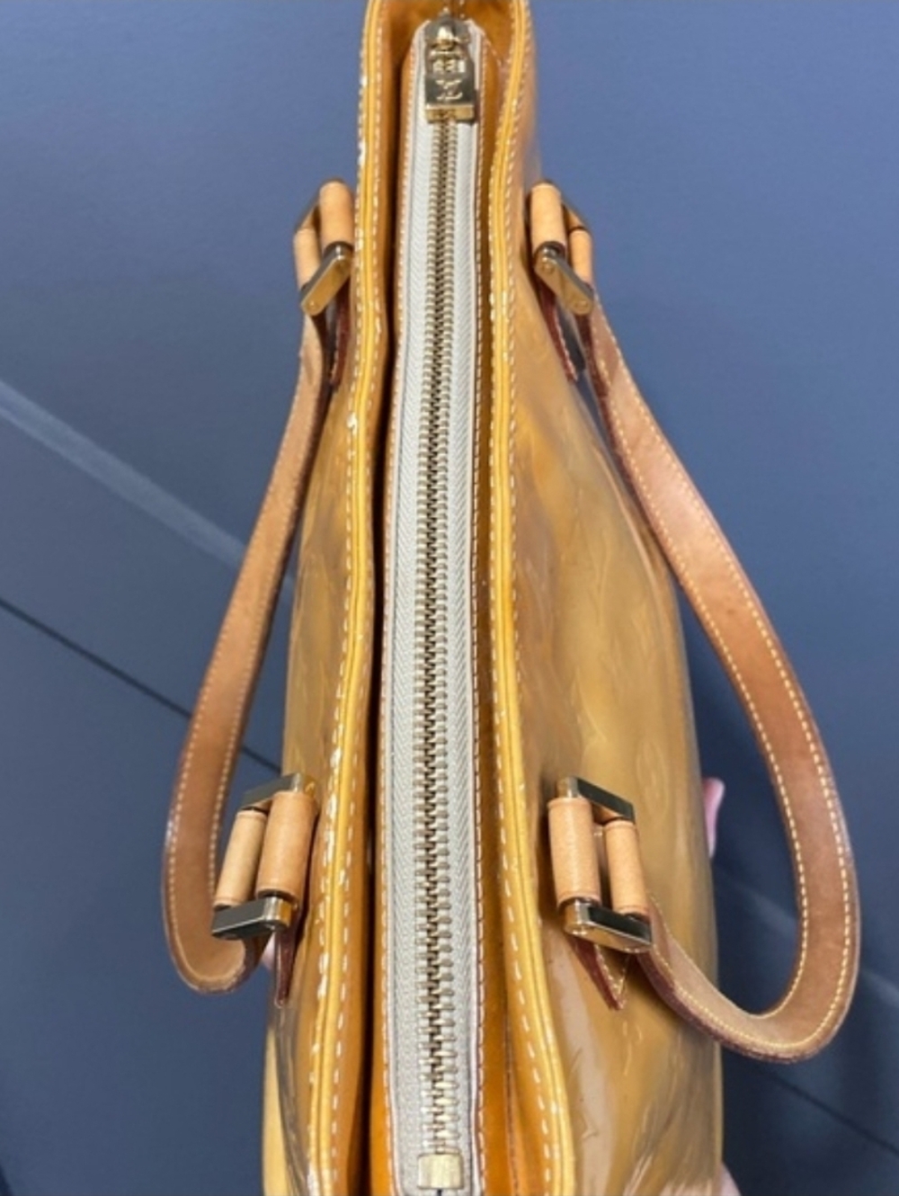 Authentic Louis Vuitton Yellow Monogram Vernis Houston Tote Bag - Picture 3 of 16